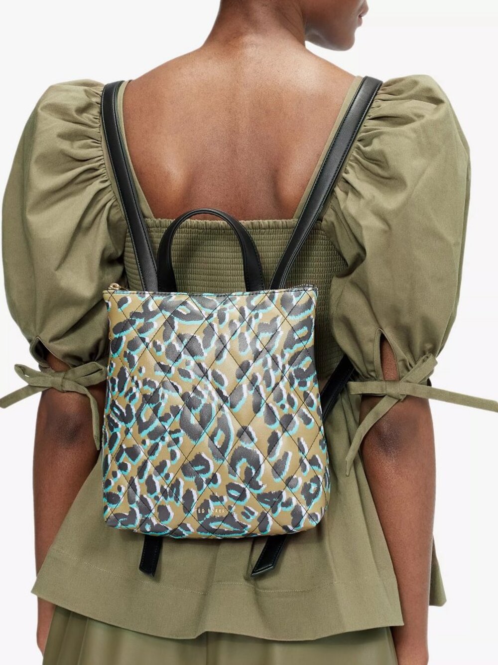 NWT Ted Baker Quiltoe Leopard Quilted Backpack Bag, Streetwear and Travel